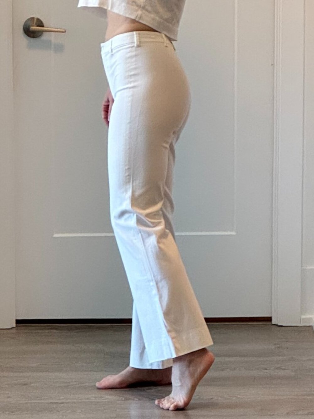 S Max Mara Bootleg Crop Summer Pant | White Cotton Stretch | Size 0
